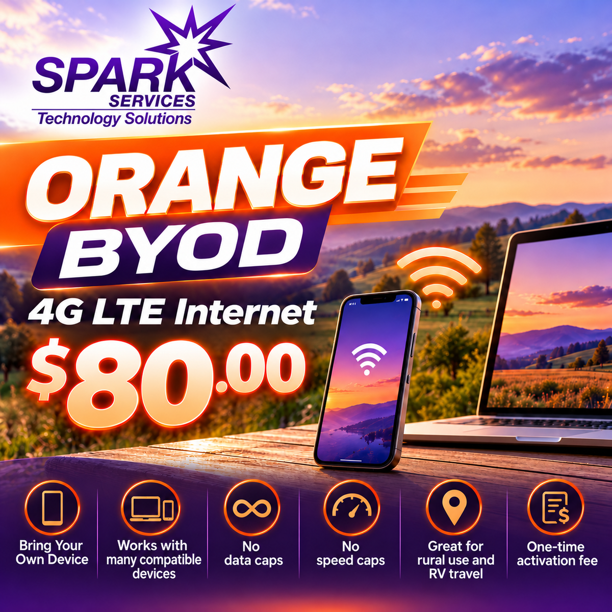 SPARK Orange BYOD 4G LTE Internet — $80.00