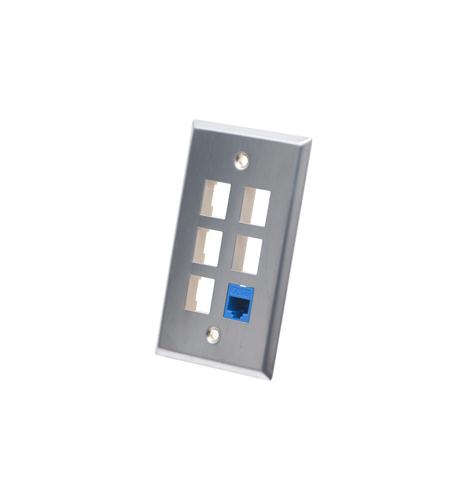 FACEPLATE, STAINLESS STEEL,1-GANG,6-PORT
