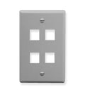 FACEPLATE, FLAT, 1-GANG, 4-PORT, GRAY