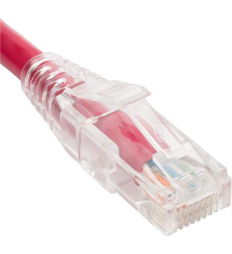PATCH CORD CAT6 CLEAR BOOT 1' RED