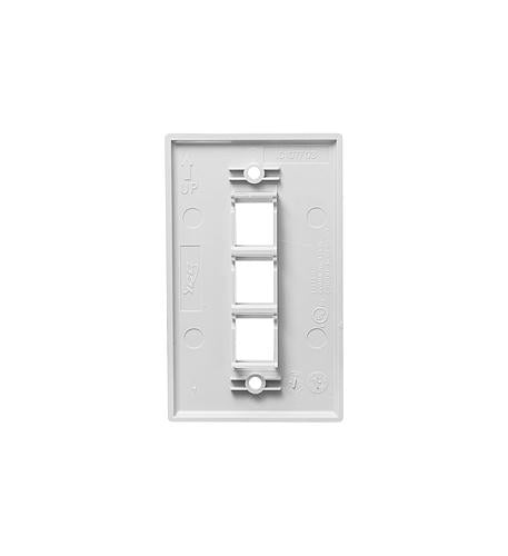 FACEPLATE, FLAT, 1-GANG, 3-PORT, WHITE