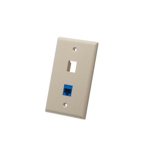 FACEPLATE, FLAT, 1-GANG, 2-PORT, IVORY