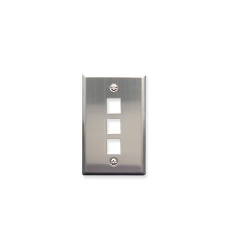 FACEPLATE, STAINLESS STEEL,1-GANG,3-PORT
