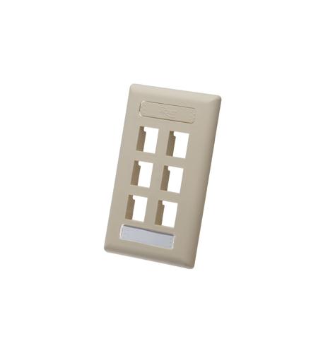 FACEPLATE, ID, 1-GANG, 6-PORT, IVORY