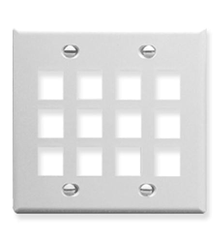 FACEPLATE, FLAT, 2-GANG, 12-PORT, WHITE