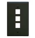 FACEPLATE, FLAT, 1-GANG, 3-PORT, BLACK