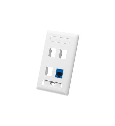 FACEPLATE, ID, 1-GANG, 4-PORT, WHITE