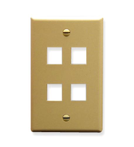 FACEPLATE, FLAT, 1-GANG, 4-PORT, IVORY