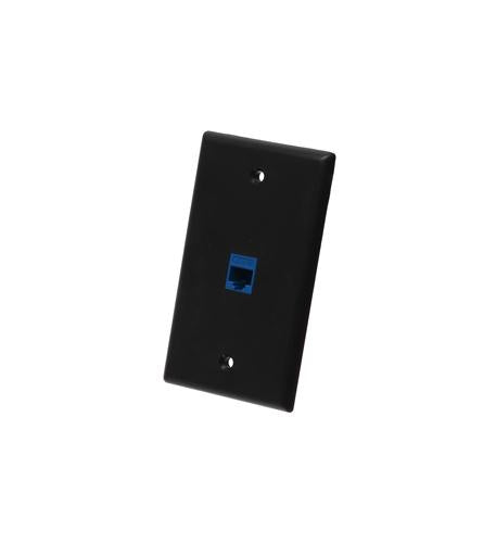FACEPLATE, FLAT, 1-GANG, 1-PORT, BLACK