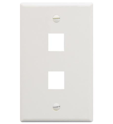 FACEPLATE, FLAT, 1-GANG, 2-PORT, WHITE