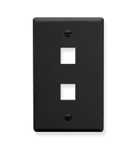 FACEPLATE, FLAT, 1-GANG, 2-PORT, BLACK