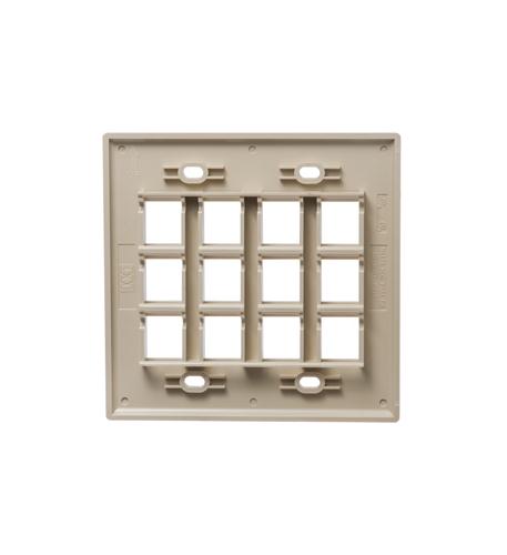 FACEPLATE, FLAT, 2-GANG, 12-PORT, IVORY